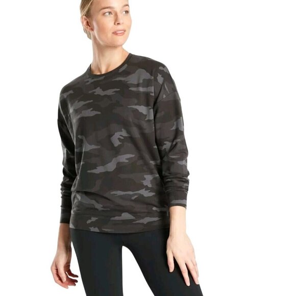 Athleta Studio To Street Black Camo Sweatshirt Size L - Picture 1 of 8